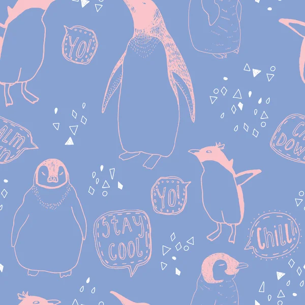 Πιγκουίνους τρόπο ζωής χωρίς συγκόλληση διάνυσμα μοτίβο — Διανυσματικό Αρχείο