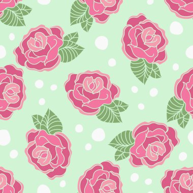 Pembe Gül ve hafif benekli arka plan sorunsuz vektör desen.