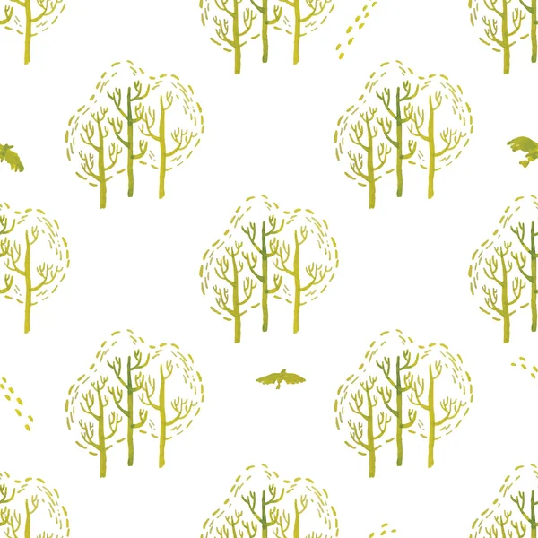 Forêt d'encre dessinée à la main motif vectoriel sans couture — Image vectorielle