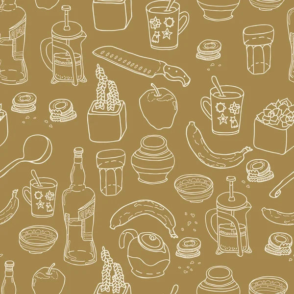 Material de la cocina patrón sin costuras — Vector de stock