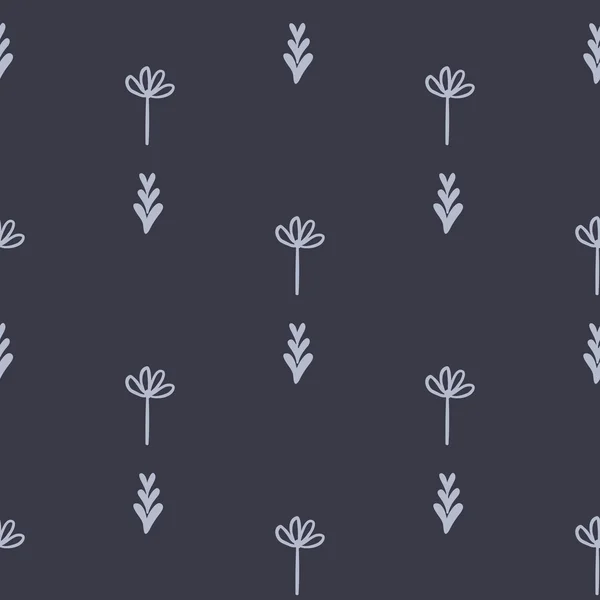 Lindo patrón de vector sin costuras con hojas, flores de tulipán y setas — Archivo Imágenes Vectoriales