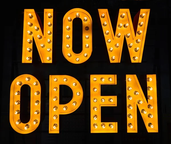 Now Open sign — Stock Photo, Image