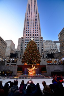 New York - Rockefeller Center tatil ağaç turist Noel