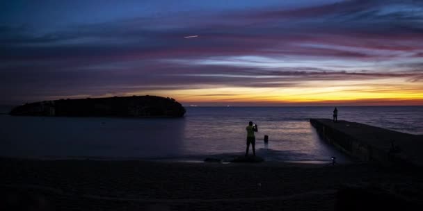 Δεξαμενή Δελφοί συνετρίβη κοντά στη Μαύρη Θάλασσα time-lapse νωρίς μαγευτική αυγή πρωί — Αρχείο Βίντεο