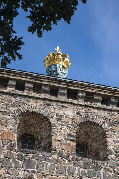 Bâtiment Fortification Pierre Skansen Krona Extérieur Mur Couronne Près Quartier — Photo