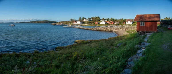 Idyllische Baai Eiland Bratton Summerhouse Dorp Met Huizen Verlicht Door — Stockfoto