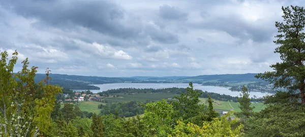 Vista Kulle View Point Overlook Landsjon Lake Landscape Agriculture Plains — 스톡 사진