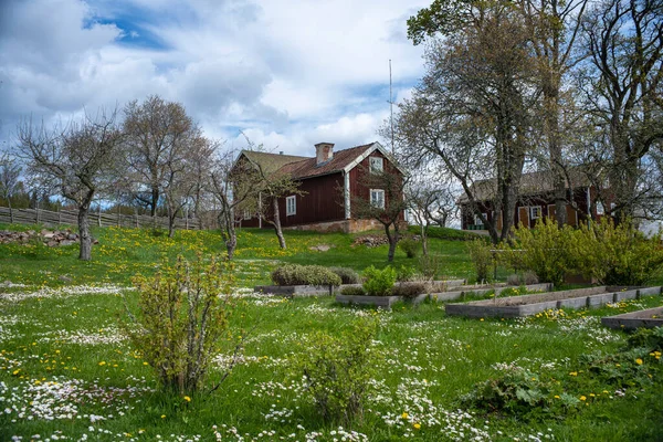 스웨덴의 근처에 스말란 Smaland 마을입니다 농지가 문화유산으로 보존되어 — 스톡 사진