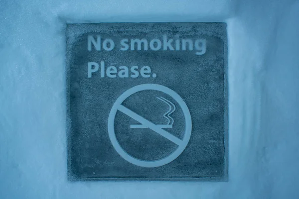No Smoking Sign made entirely of ice in Ice Hotel