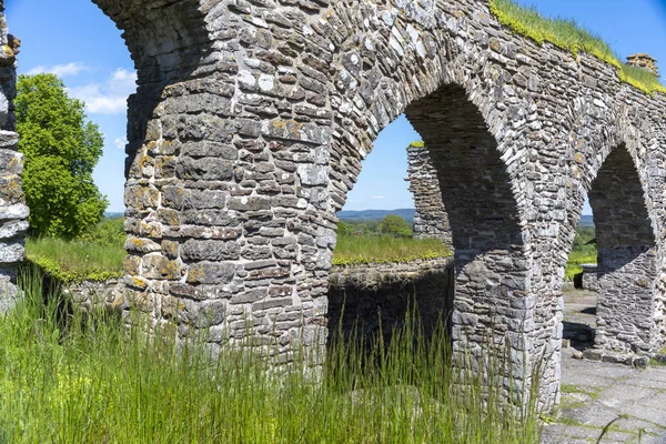 Monasterio Histórico de Gudhem Ruina e Iglesia con pared de piedra cubierta y arcos — Foto de Stock