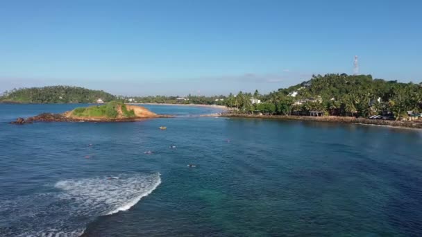 Pittoresca Spiaggia Mirissa Sri Lanka Vista Volo Uccello Acqua Limpida — Video Stock