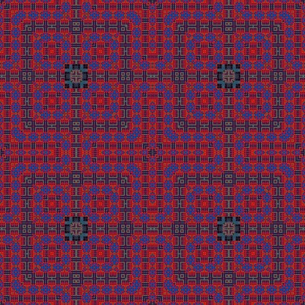 Naadloos Patroon Symmetrische Compositie Strepen Met Geometrische Figuren Caleidoscoop Mozaïek — Stockfoto