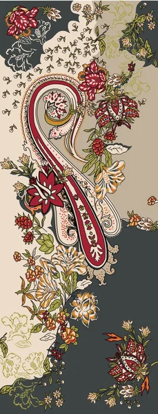 Декоративний Орнамент Пейслі з квітами — стоковий вектор