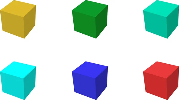 Vektör illüstrasyonu perspektifte altı çok renkli 3D küpten oluşan bir küme