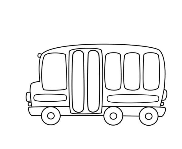 Doodle of the childrens bus is unpainted — Stock Vector