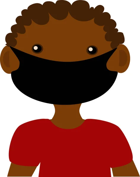 Red T-shirt an African-American boy and a mask — Stockvector