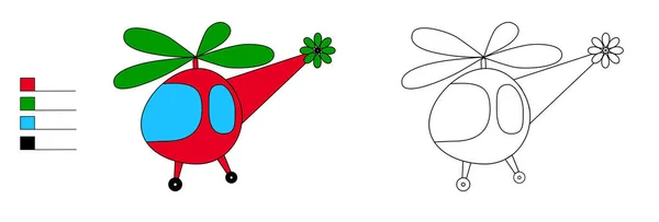 Çiçekli çocuklar için helikopter boyama kitabı
