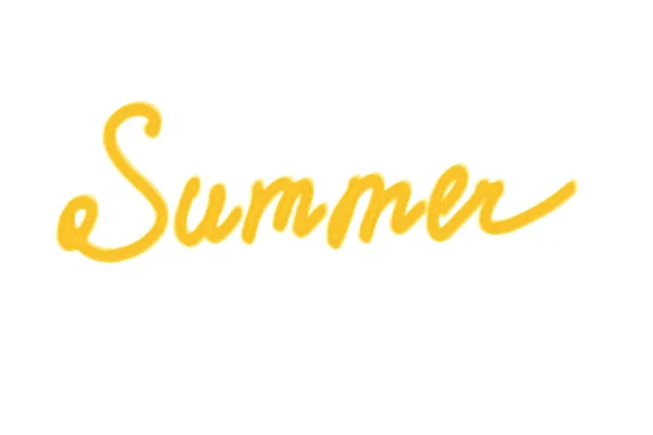 Иллюстрация надписи желтым акварельным летом — стоковое фото