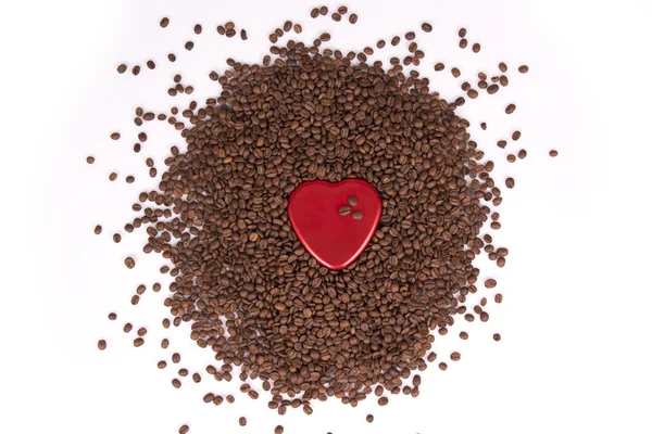 Granos de café y forma de corazón — Foto de Stock