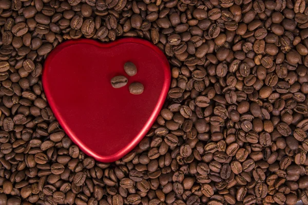 Granos de café y forma de corazón — Foto de Stock