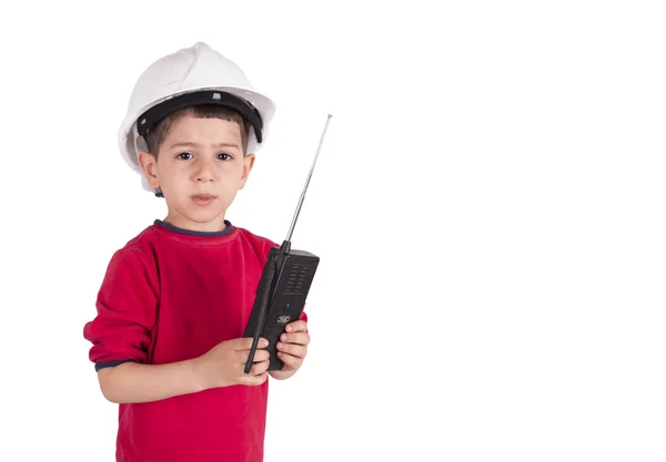 Junge mit Helm isoliert — Stockfoto