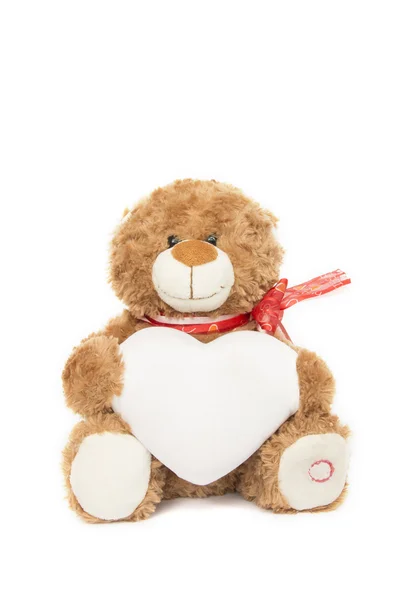 Toy bear and white heart icon — Stock Photo, Image