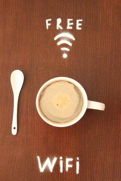 Taza de café y símbolo wifi — Foto de Stock