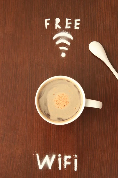 Taza de café y símbolo wifi — Foto de Stock