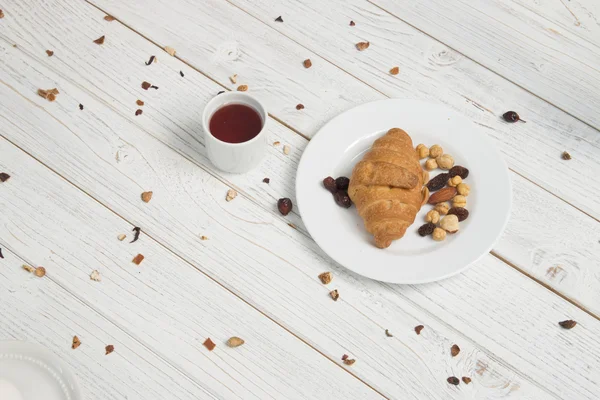 Croissants on white table — Stock Photo, Image
