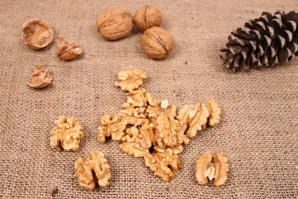 Crushed walnuts and nuts — Stock Photo, Image