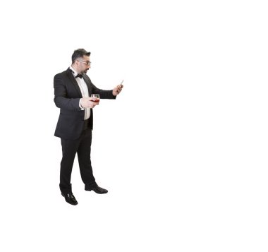 telefon tutarak ve sürpriz bir adam
