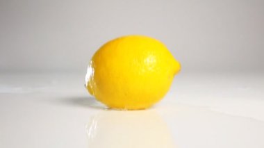 Limon beyaz yüzey üzerinde aşağı düşmek