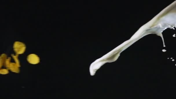 éclaboussures de lait et flocons de maïs 