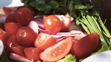 Taze sebze ve yeşil karışımı