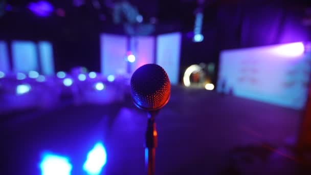 Microphone on stage at a concert venue 2 — Stock Video