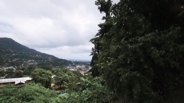 Seychellen strand met uitzicht op de blauwe oceaan — Stockvideo