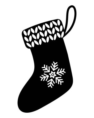 Kar tanesi süslemeli siyah Noel ikonu, baskılar, kartlar, çıkartmalar, tebrik tasarımları ve mevsimsel grafik projeler için bayram bayramı simgesi