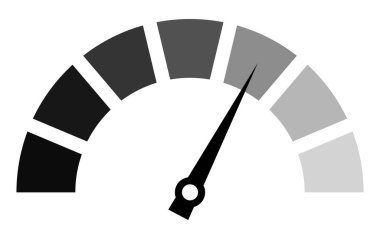 Hız göstergesi göstergesi, yükselen bir performans göstergesi gösteriyor. Siyah iğne, ilerlemeyi, gelişmeyi, reytingleri, ölçümü ve değerlendirmeyi simgeliyor.