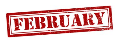 Kırmızı Şubat Grunge Rubber Stamp Illustration with Distressed Doku Tasarım, Takvim Tasarımı, Pazarlama Kampanyaları, Posterler, Pankartlar