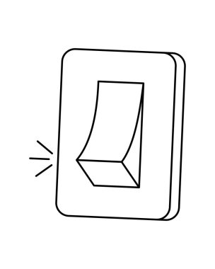 Işık düğmesi kontrol duraklamasını, farkındalığı sıfırlamayı, zihinsel odak psikoloji terapisi kavramını siyah anahat tarzında yapmayı sembolize eder