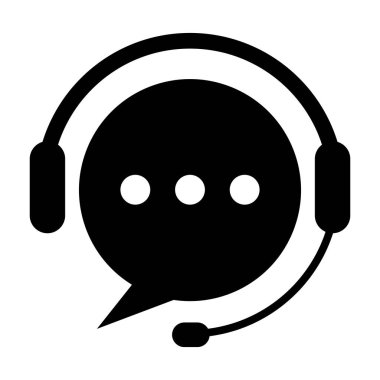 Kulaklık ve Konuşma Baloncuğu ile Müşteri Destek Sohbeti Simgesi. Çağrı Merkezi, Yardım Hattı, Çevrimiçi Yardım, İletişim ve Mesaj Kavramları için Teknik Yardım Hizmeti Sembolü, operatör, personel, ajan