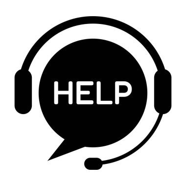 Yardım ve Müşteri Desteği Sohbet Simgesi, kulaklık ve Konuşma Baloncuğu ile izole edildi. Yardımcı Masa Hizmetleri Web Siteleri için Asgari Siyah Yardım Sembolü Mobil Uygulamalar UI UX ve Çağrı Merkezi Tasarımı