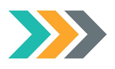 Yeşil turuncu ve gri tonları gösteren renkli semboller, iş yönü ve ilerleme konsepti için modern geometrik çizimler, navigasyon için temiz düz tasarım okları, bilgi grafiği