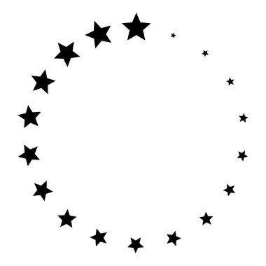 Dekoratif çerçeveler, ödüller, reytingler, kalite işaretleri ve soyut gök tasarımı kavramları için asgari siyah yıldız halkası çizimi