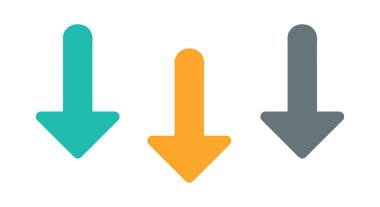 Gök mavisi turuncu ve gri yuvarlak şekilli asgari renkli oklar çizimi, navigasyon tasarımı için modern düz yön simgeleri, kullanıcı arayüzü grafikleri, bilgi elemanları