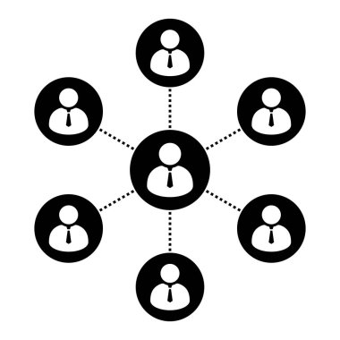 Noktalı Hiyerarşi Kurumsal İletişim Yapısı Sosyal Ağ Kurumu Asgari Siyah ve Beyaz Vektör İllüstrasyonuyla Bağlı İşletme Ekibi Ağı Simgesi