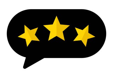 Üç yıldızlı müşteri değerlendirme konuşma balonu konsept memnuniyet değerlendirme kalitesi hizmeti çevrimiçi yorumlama iletişim sembolü