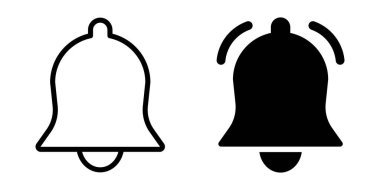 Üyelik simgesinden önce ve sonra bildirim çanı, mobil uygulama arayüzü bildirimi konsepti için ana hatları ve zil sembolü abonelik uyarısını ayarla