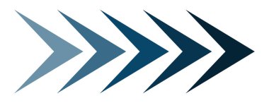 Abstract arrow set with gradient blue arrows pointing forward isolated. Modern direction arrow icons collection for navigation, progress, movement, interface design, infographic digital UI elements.