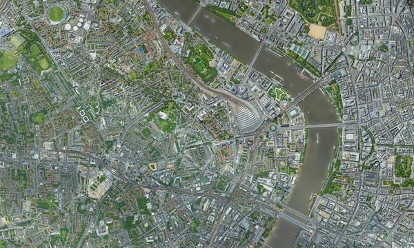 Satellit Ovanifrån Textur Över London — Stockfoto